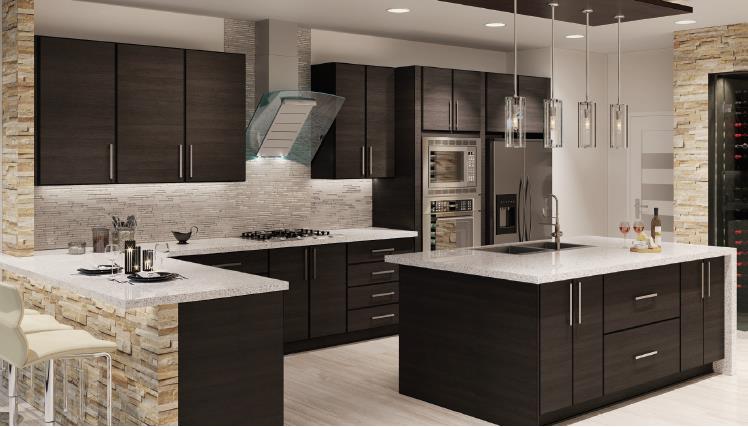 Torino Dark Wood European Frameless Kitchen Cabinet